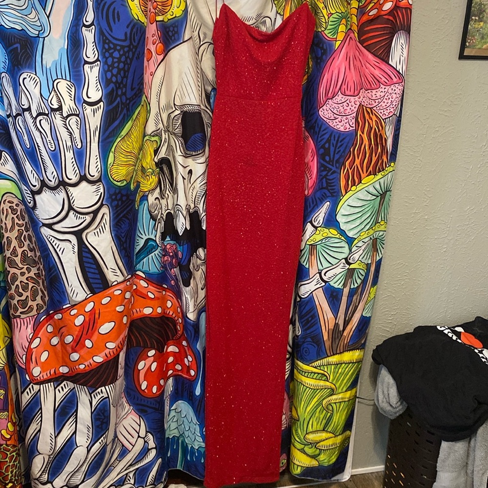 Red Slit prom dress